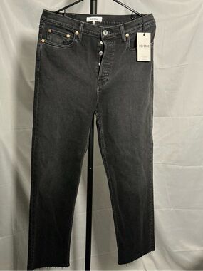 NWT RE/DONE 70s Stove Pipe High Rise Straight Leg Jeans Size 29 Black